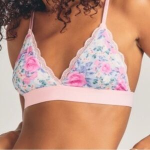 LoveShackFancy stripe&stare Floral Lace Trim Bralette medium